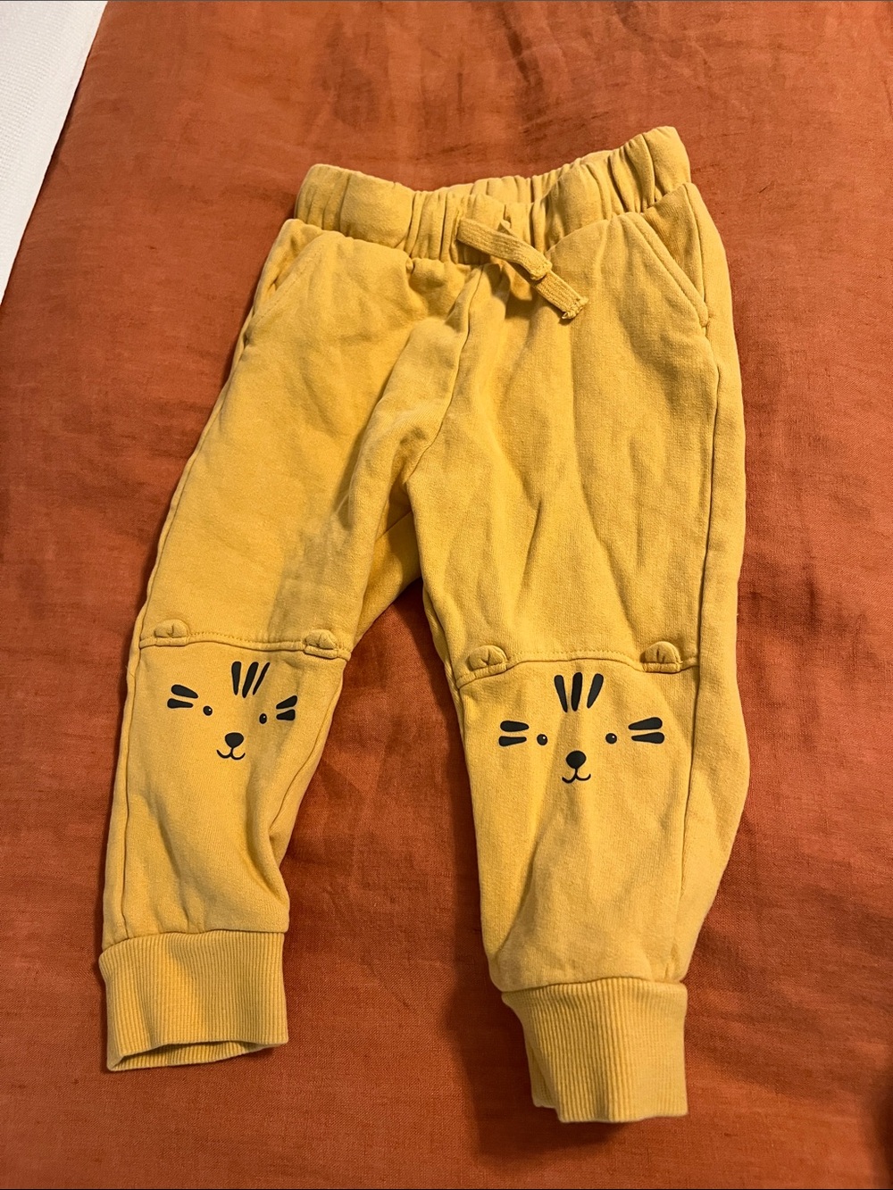 H&M Yellow Tiger Face Jogger Pants